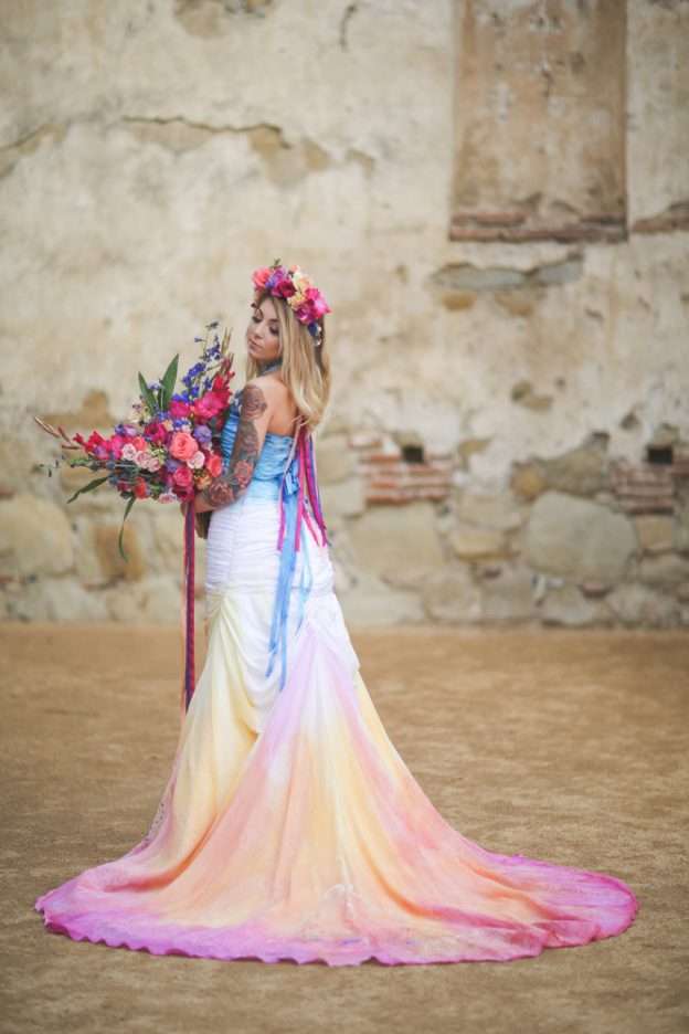 Dia De Los Muertos Inspired Painted Wedding Dress · Rock n Roll Bride