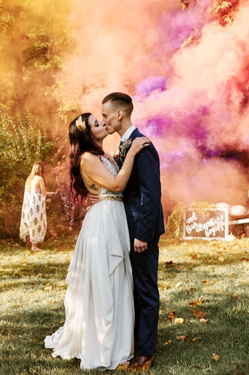 Bohemian Vegan Wedding with a Smoke Bomb Recessional! · Rock n Roll Bride