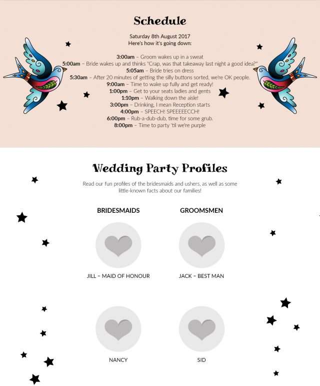 Wedding website domain name examples