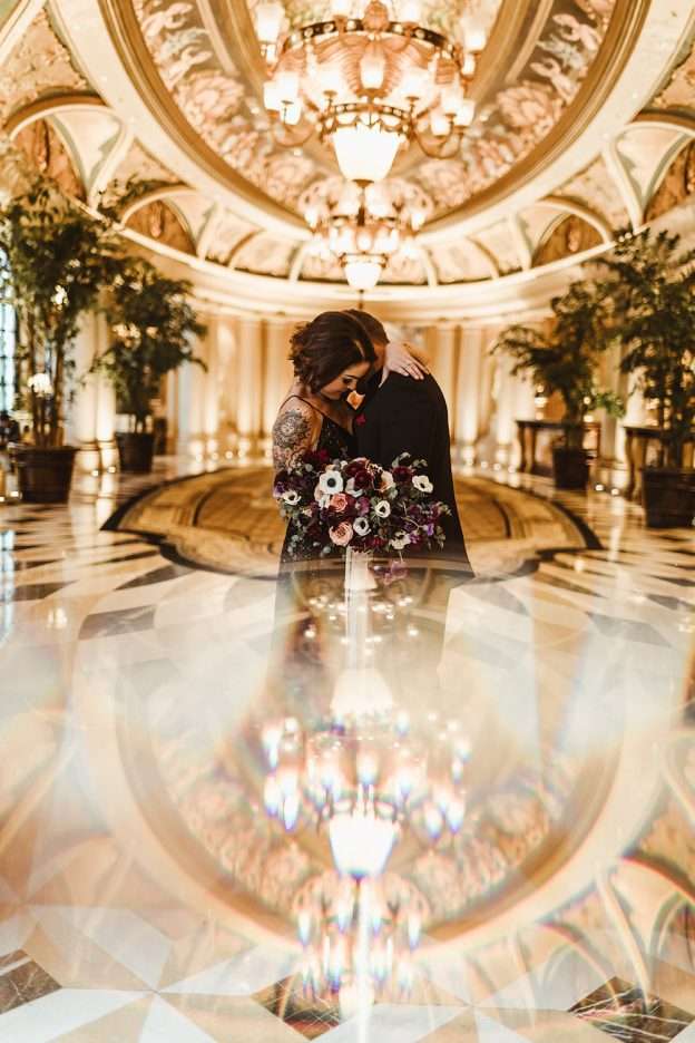 Badass Venetian Las Vegas Elopement With A Black Sequinned Dress And Frenchie Inspiration 32