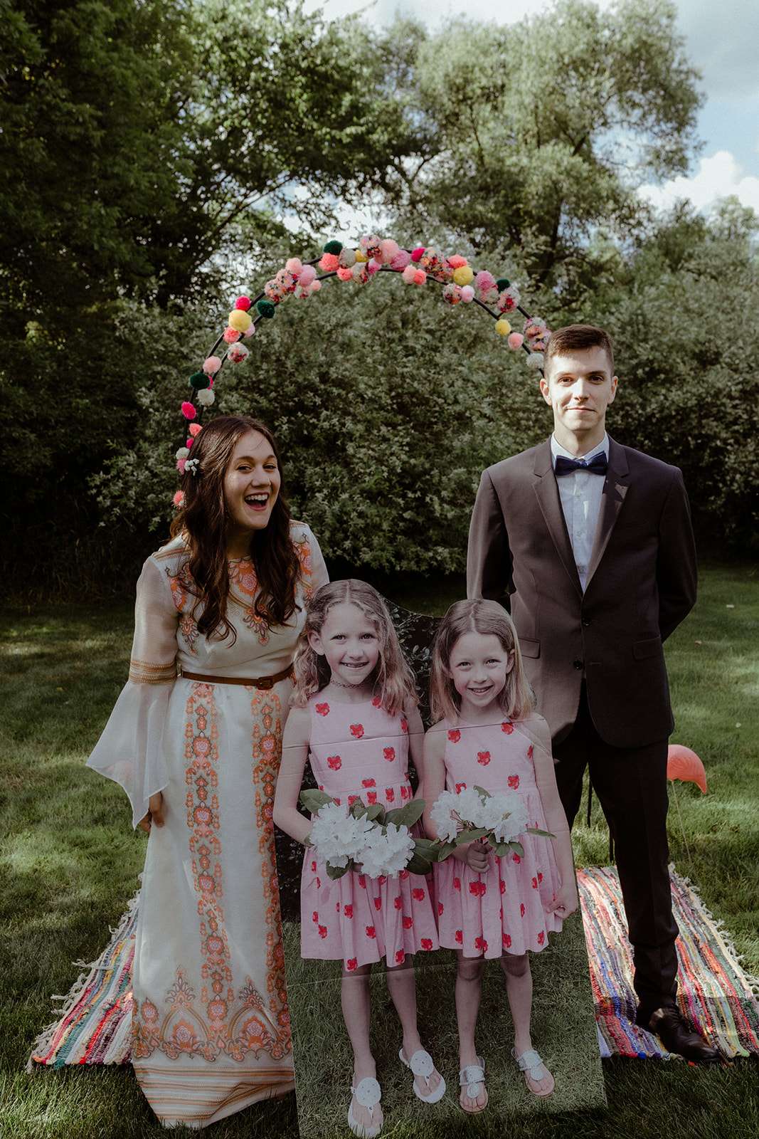 A Backyard Wedding with a Family-Focus & Cardboard Cut Out Flowergirls ...