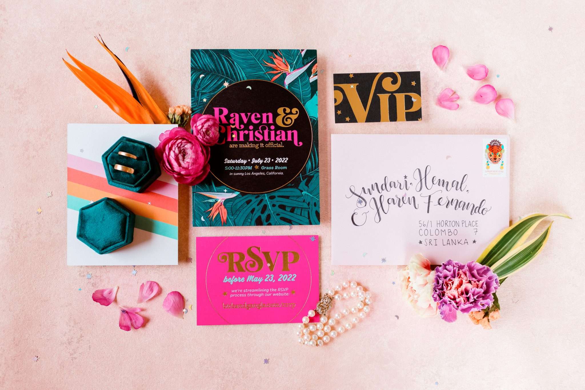 Colourful DTLA Wedding with Tropical Flowers · Rock n Roll Bride