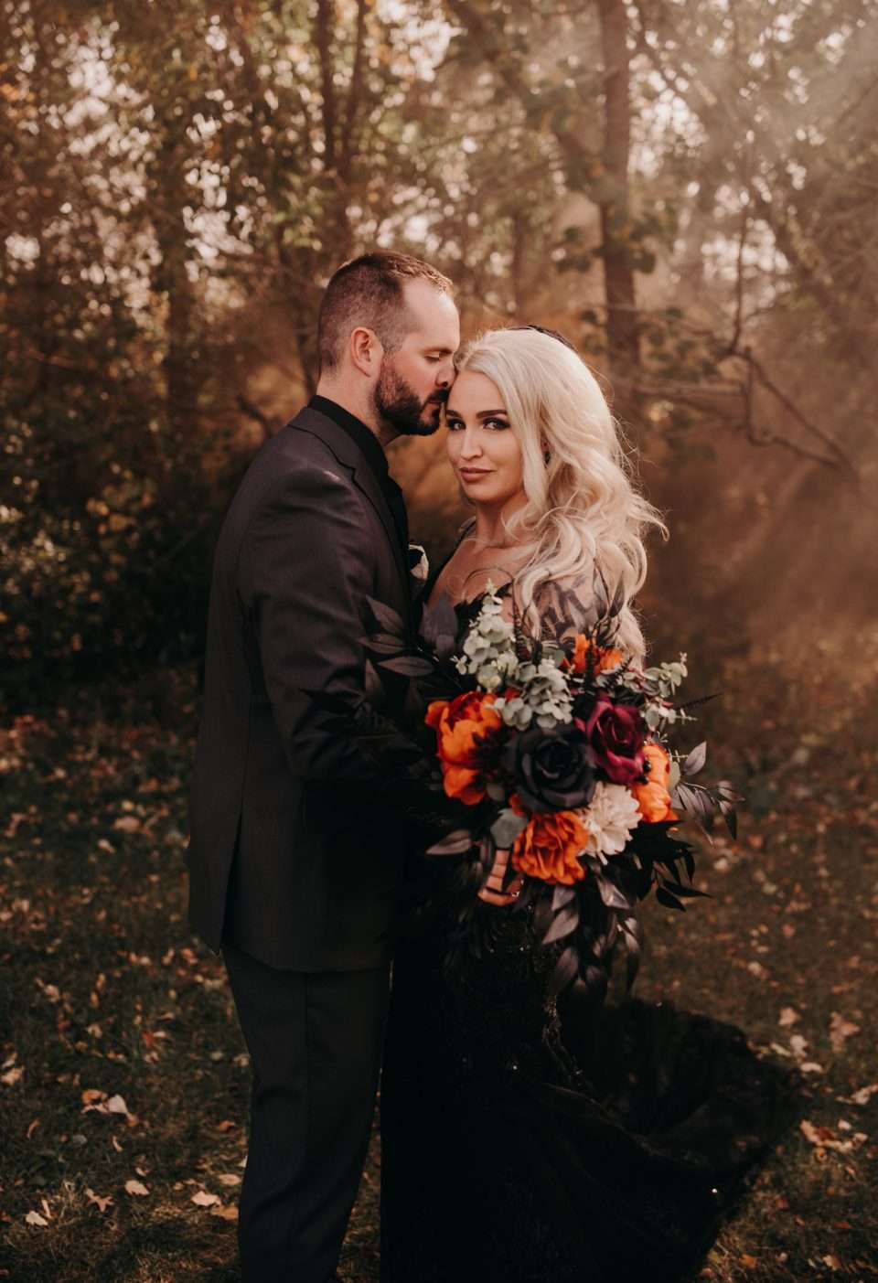 DIY Halloween Wedding with a Bride in Black and the Groom Dressed as ...